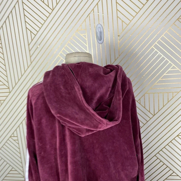 Adidas Originals Hoodie Sweatshirt Cropped Velour Purple Red Size US Small - Picture 7 of 12